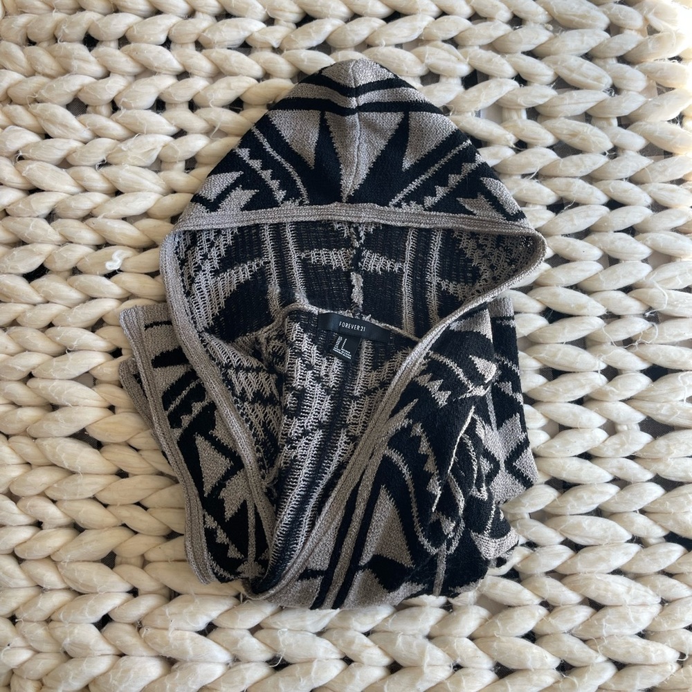 Forever 21 Tribal Hooded Cardigan